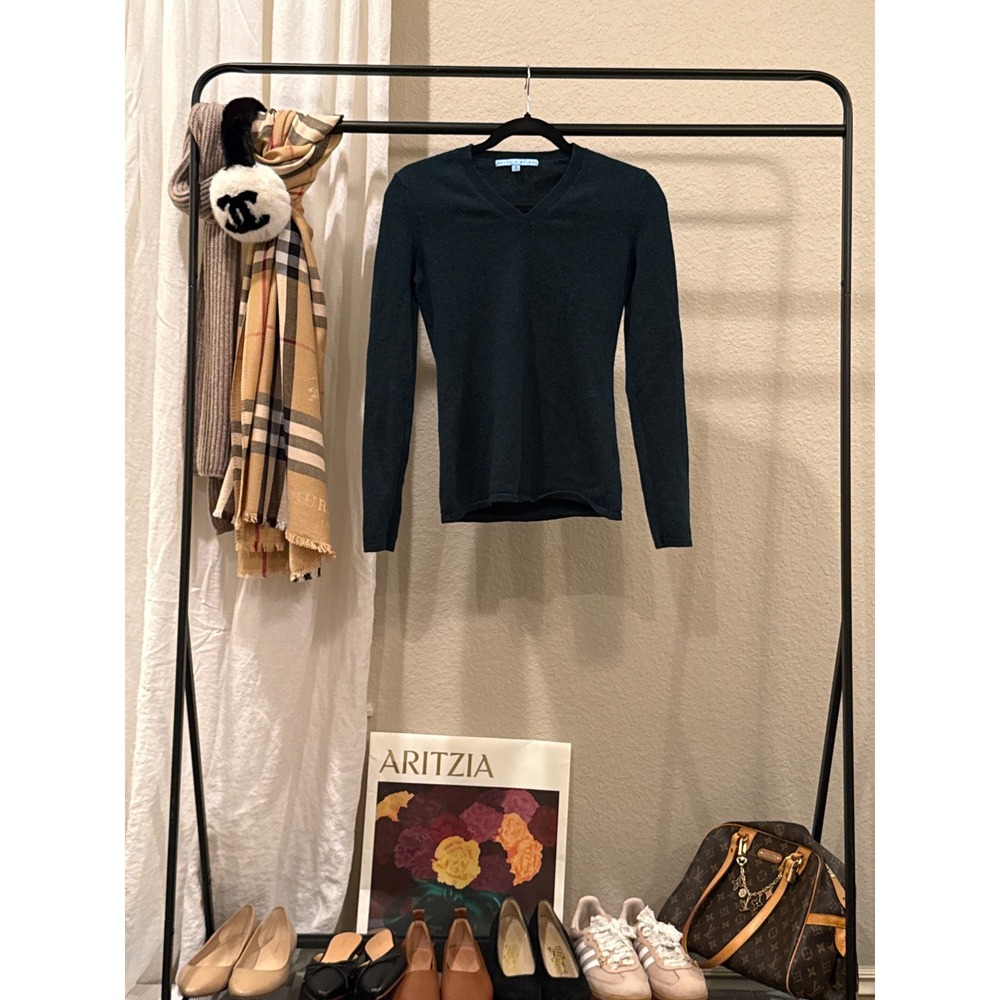 Antonio Melani Women Green 100% Cashmere V-Neck Long Sleeve Sweater Size S